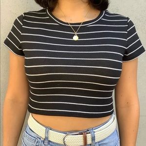 Black and White Cropped Tee